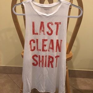 Reebok White Muscle Tee with Red Print